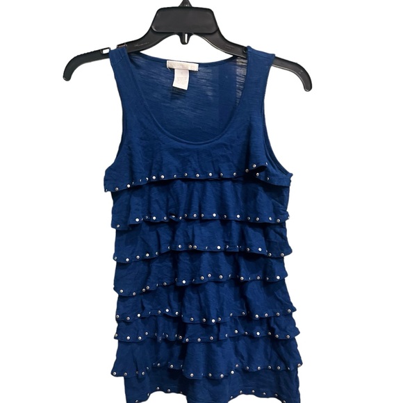 Blue Ruffle Studded Tank Top - Picture 2 of 5